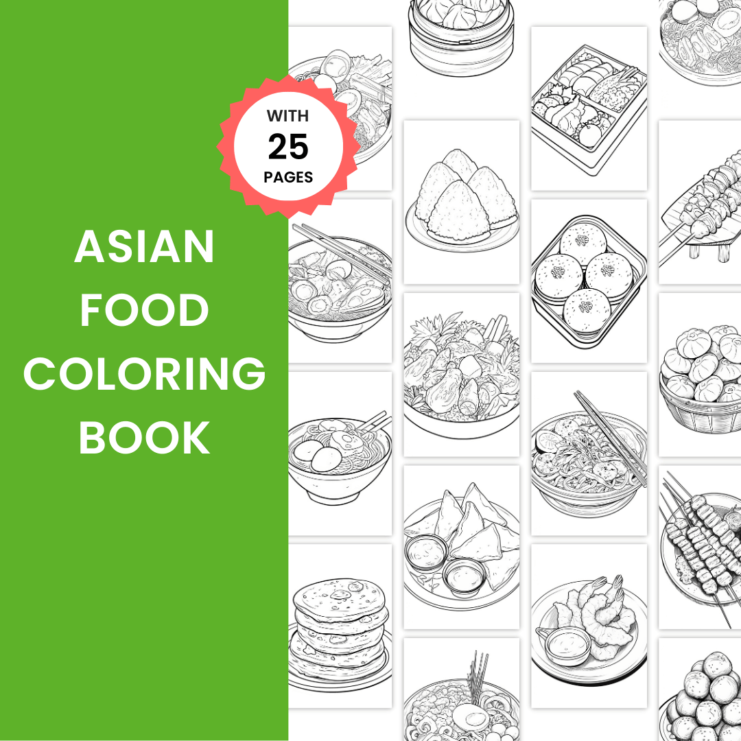 Asian Food Coloring Book Template 1