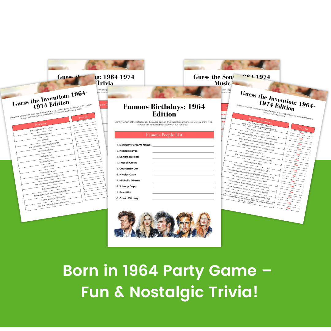 Born In 1964 Party Game Images