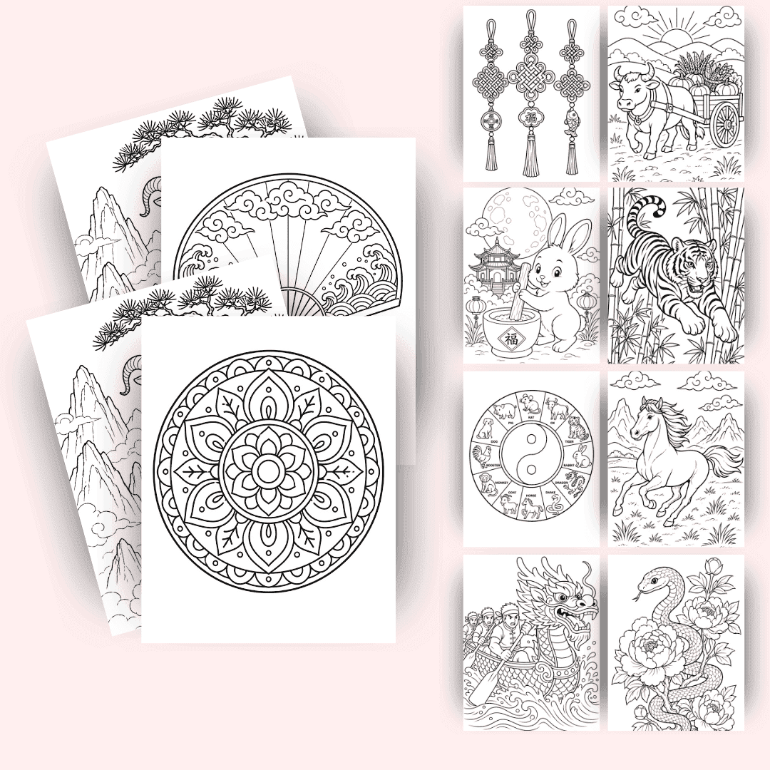Chinese Zodiac Coloring Pages Template 2