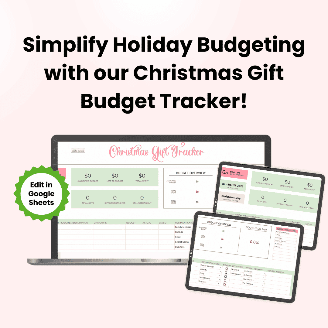 Christmas Gift Budget Tracker HobbyScool