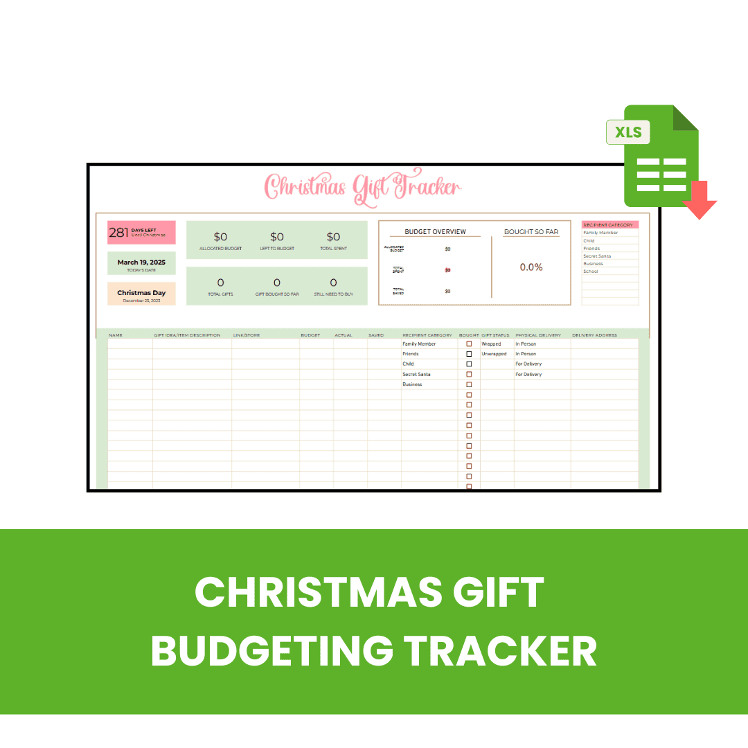 Christmas Gift Budgeting Tracker