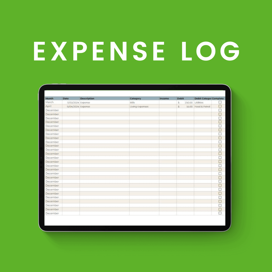Couple Budget Planner Expense Log