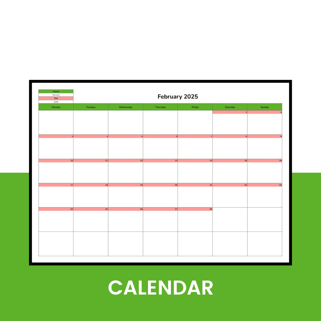 Goal Bingo Calendar