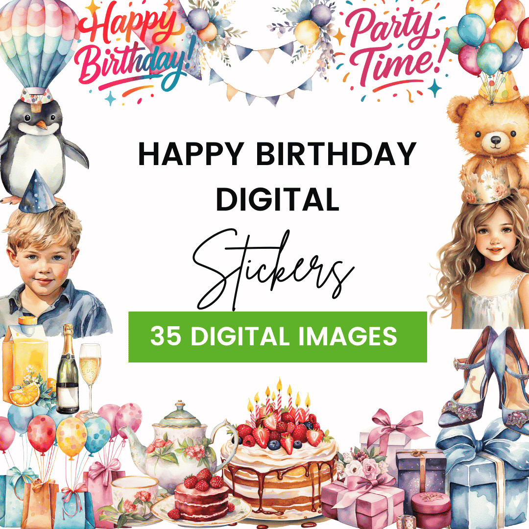 Happy Birthday Digital Sticker Mock up