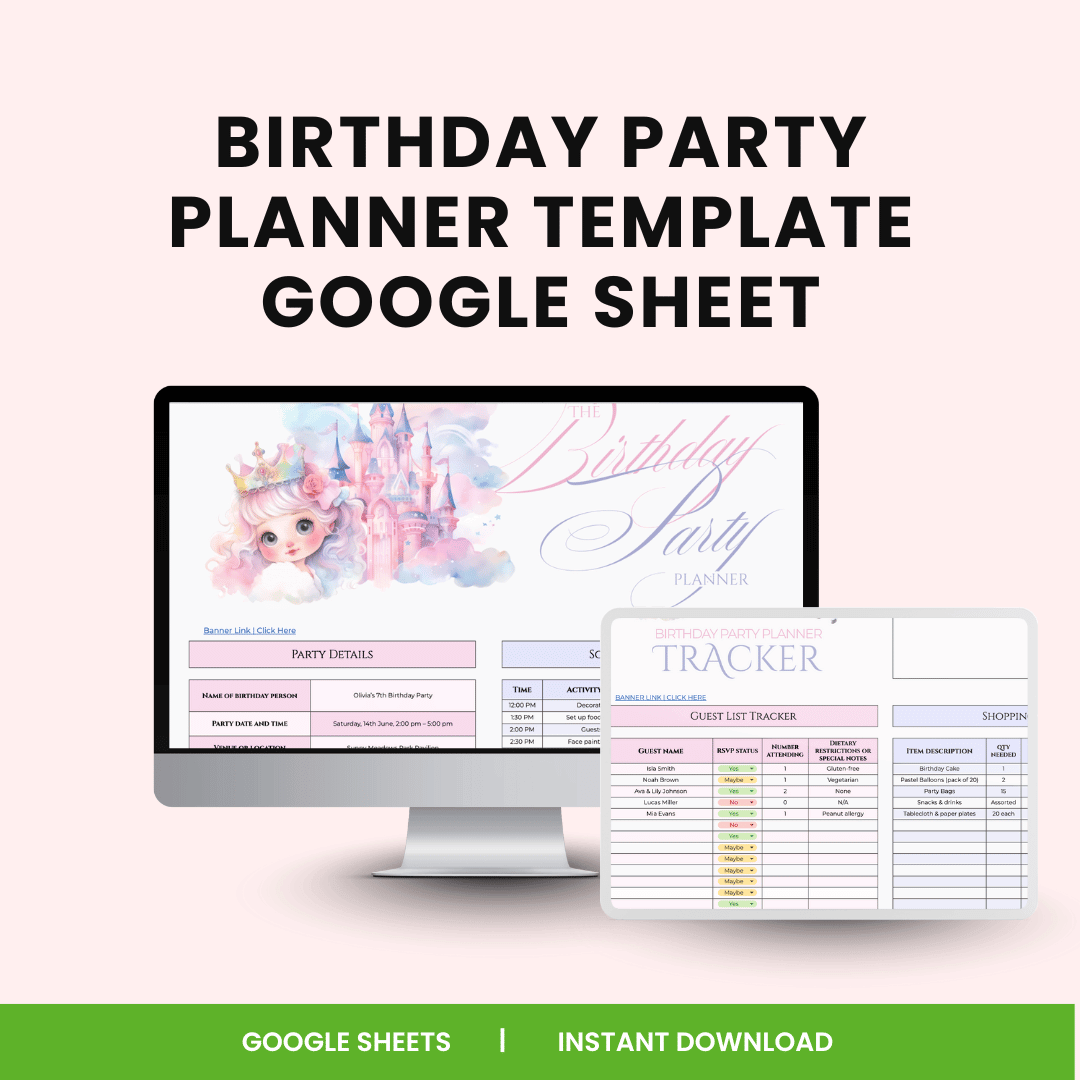 Birthday Party Planner Template Google Sheet