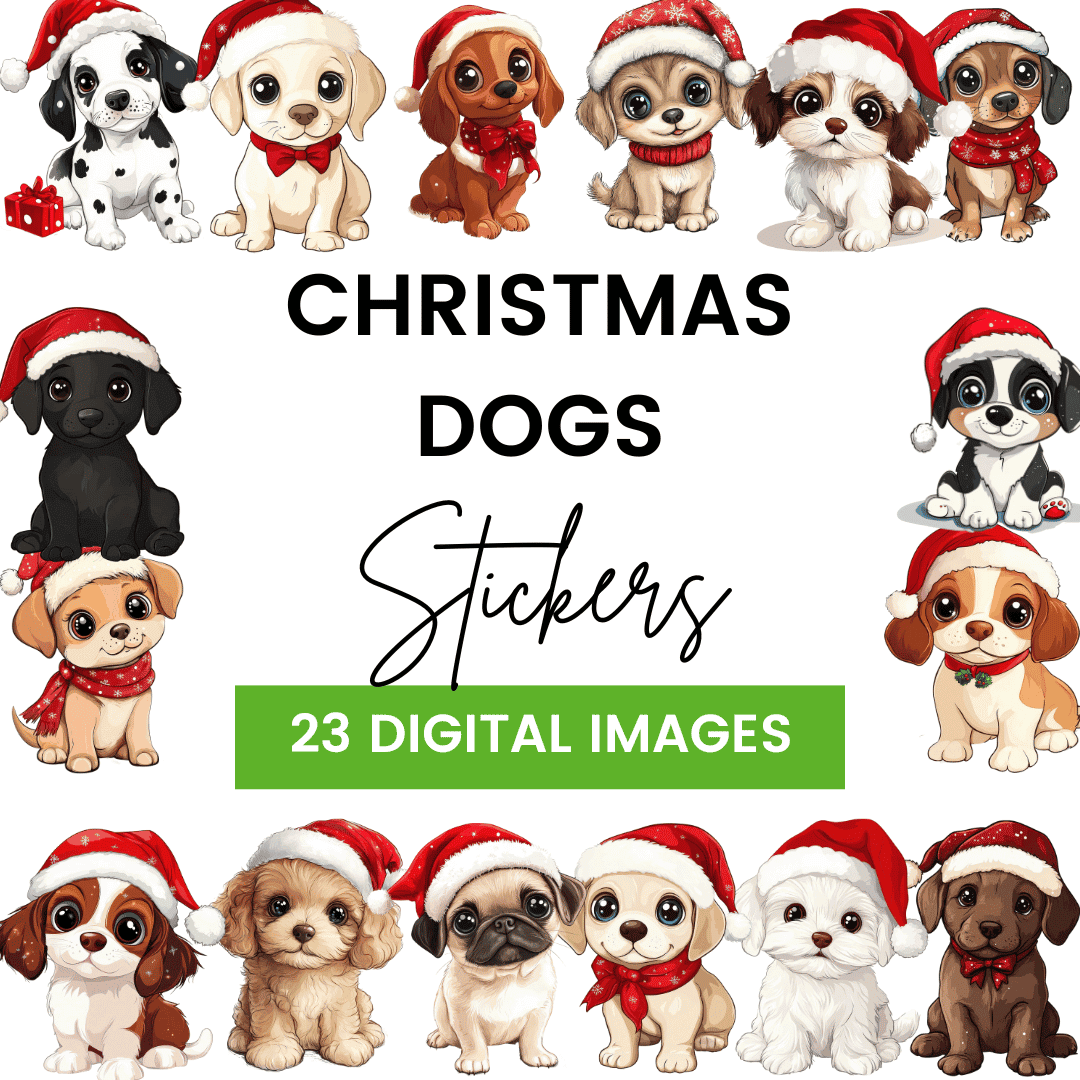 Christmas Dogs Stickers Mock up