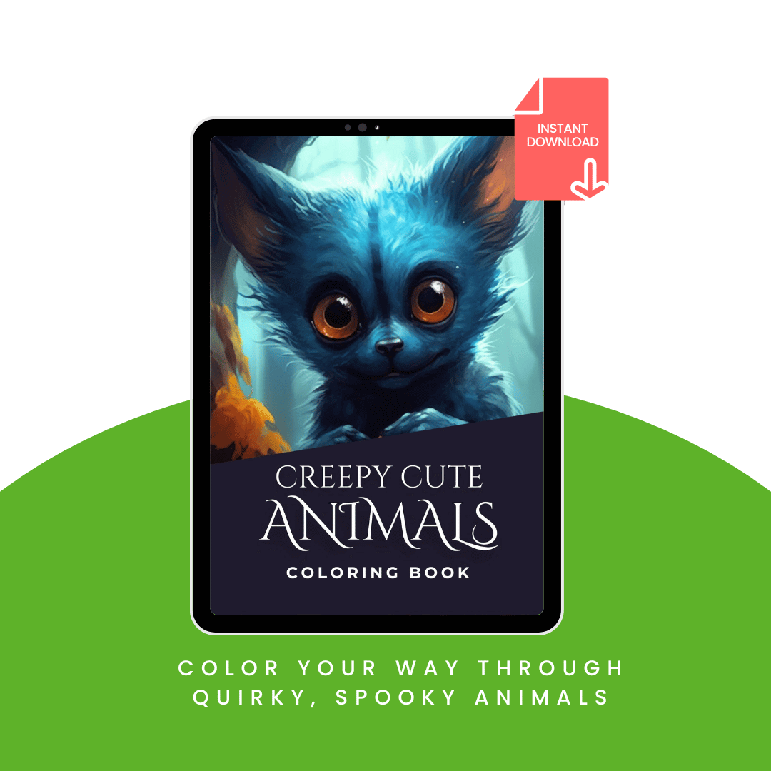 Creepy Cute Animals Coloring Book Mockup 2