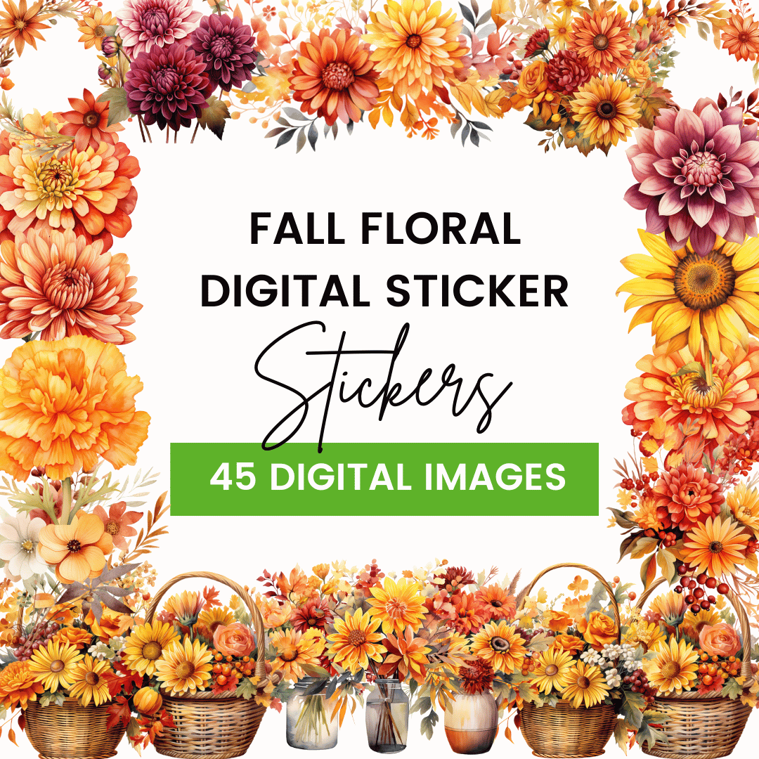 Fall Floral Digital Stickers Mock up