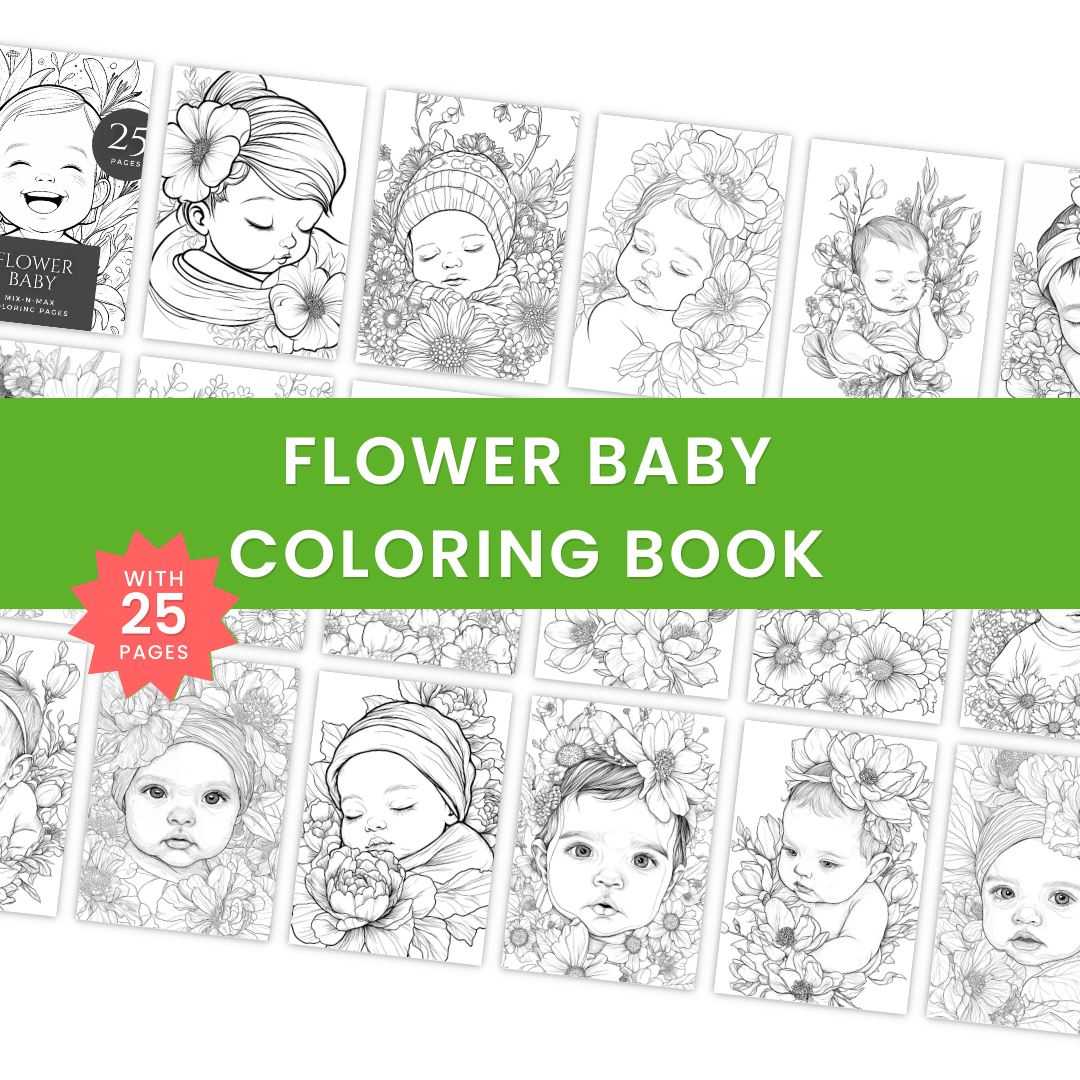 Flower Baby Coloring Book Mockup