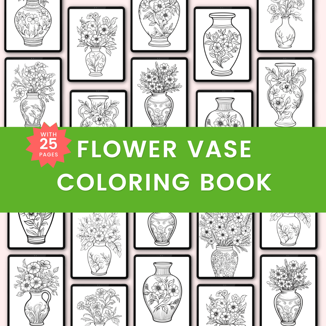 HobbyScool Flower Vase Coloring Book for Adults and Kids