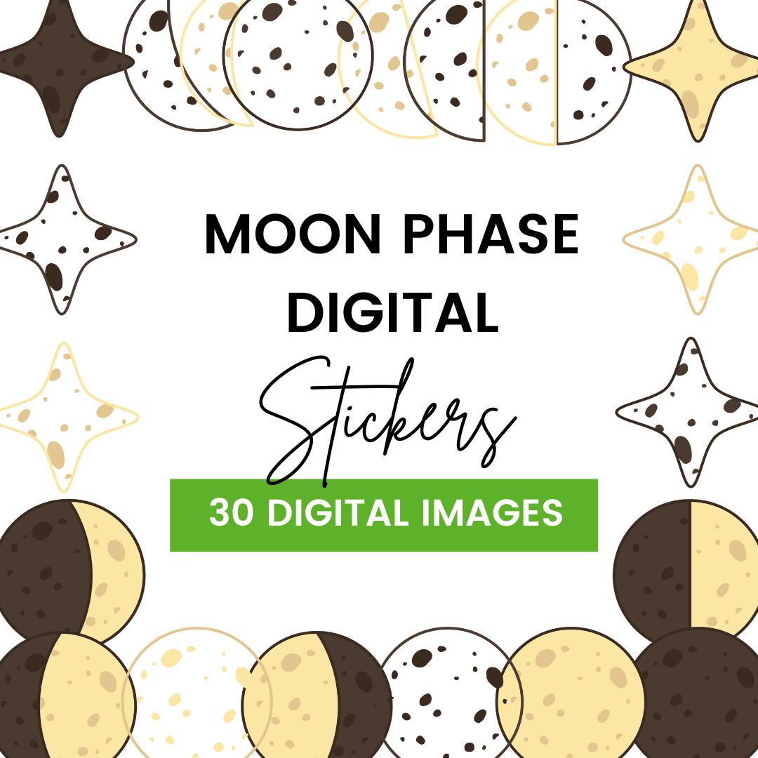 Moon Phase Digital Stickers Mock uo