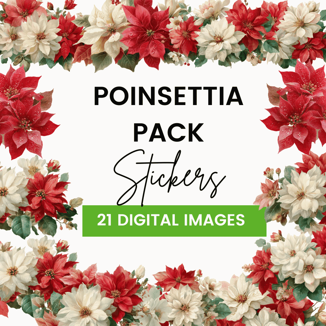 Poinsettia Pack Stickers Mock up