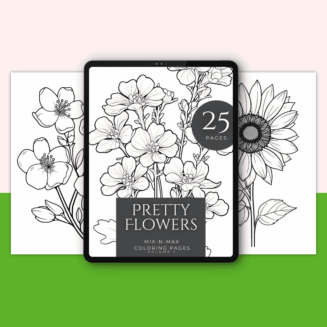 Pretty Flowers Coloring Book Mock up 2
