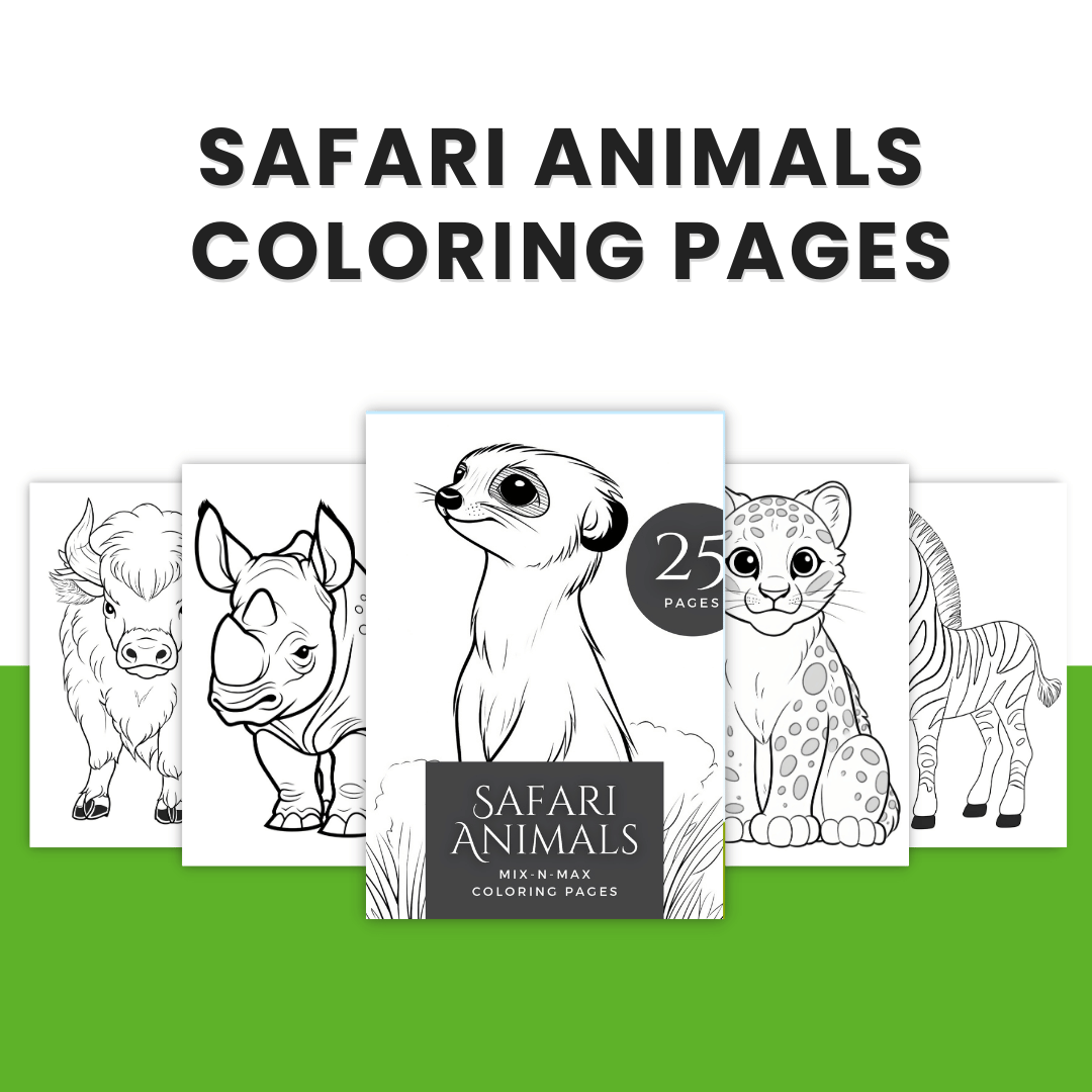 Safari Animals Coloring Pages Template 1