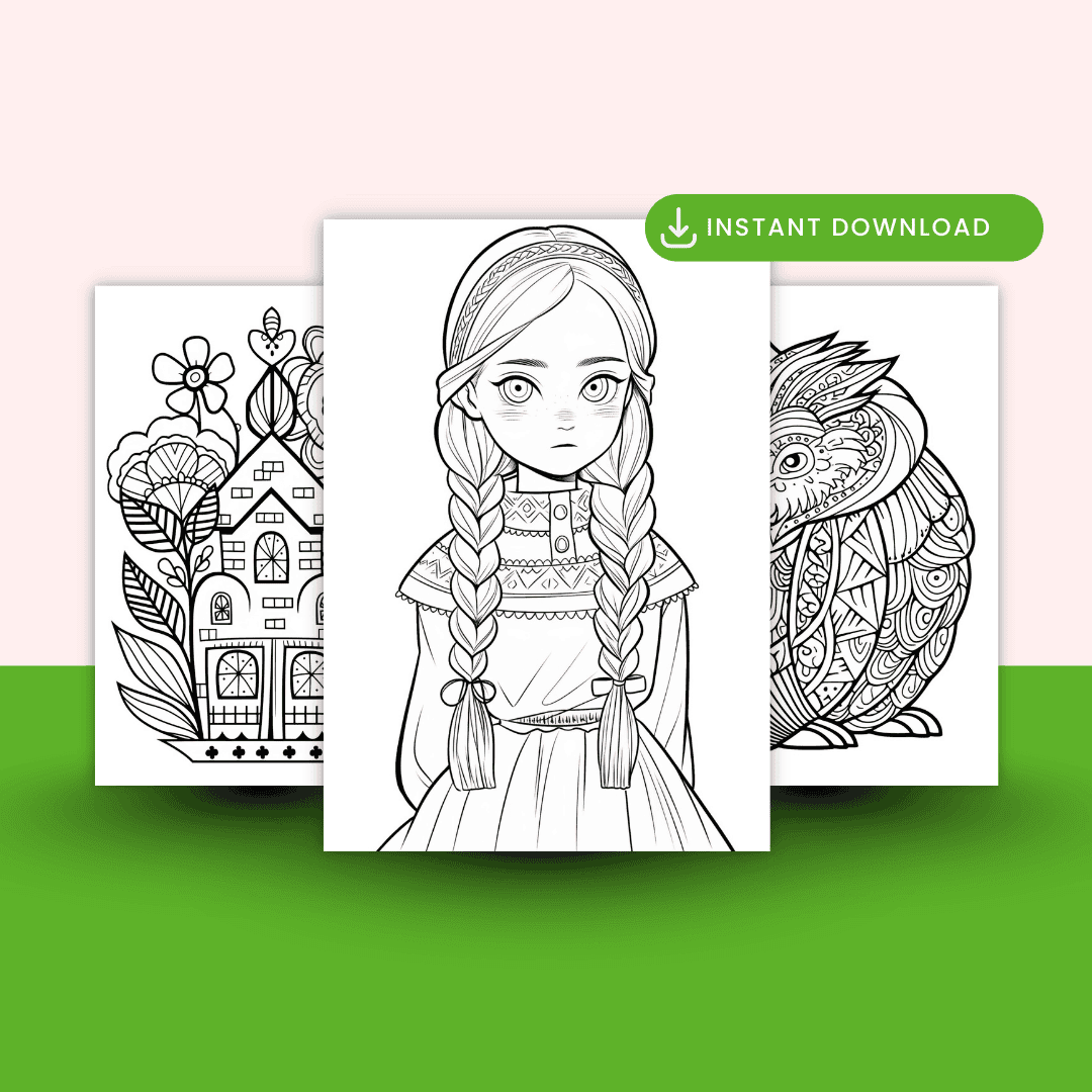 Scandinavian Folk Art Coloring Book Mock up 2
