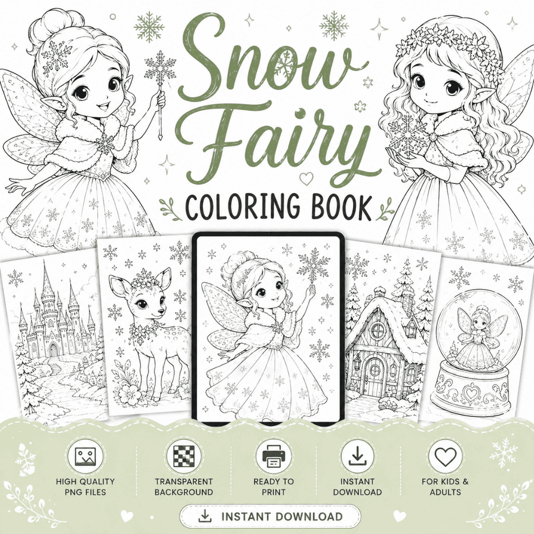 40 Snow Fairy coloring pages for creative relaxation