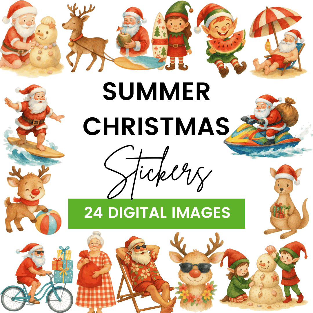 Summer Christmas Stickers Mock up