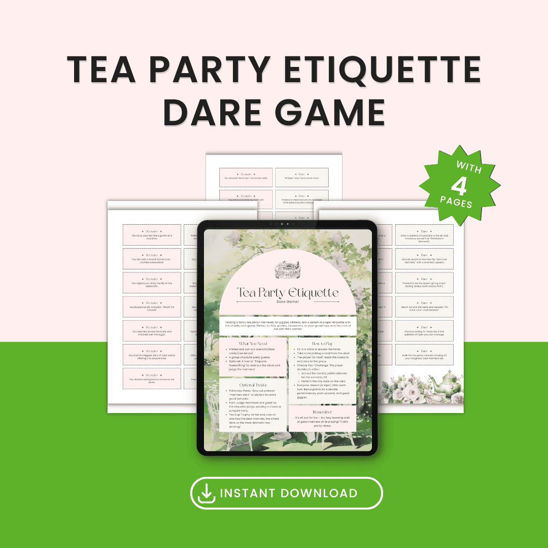 Tea Party Etiquette Dare Game Mockup