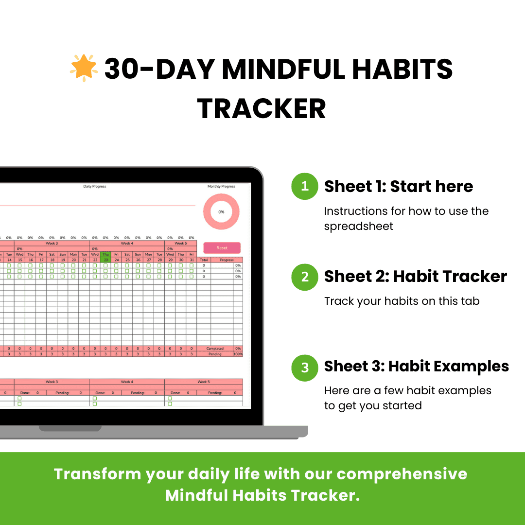 Mindful Habits Tracker Sheets