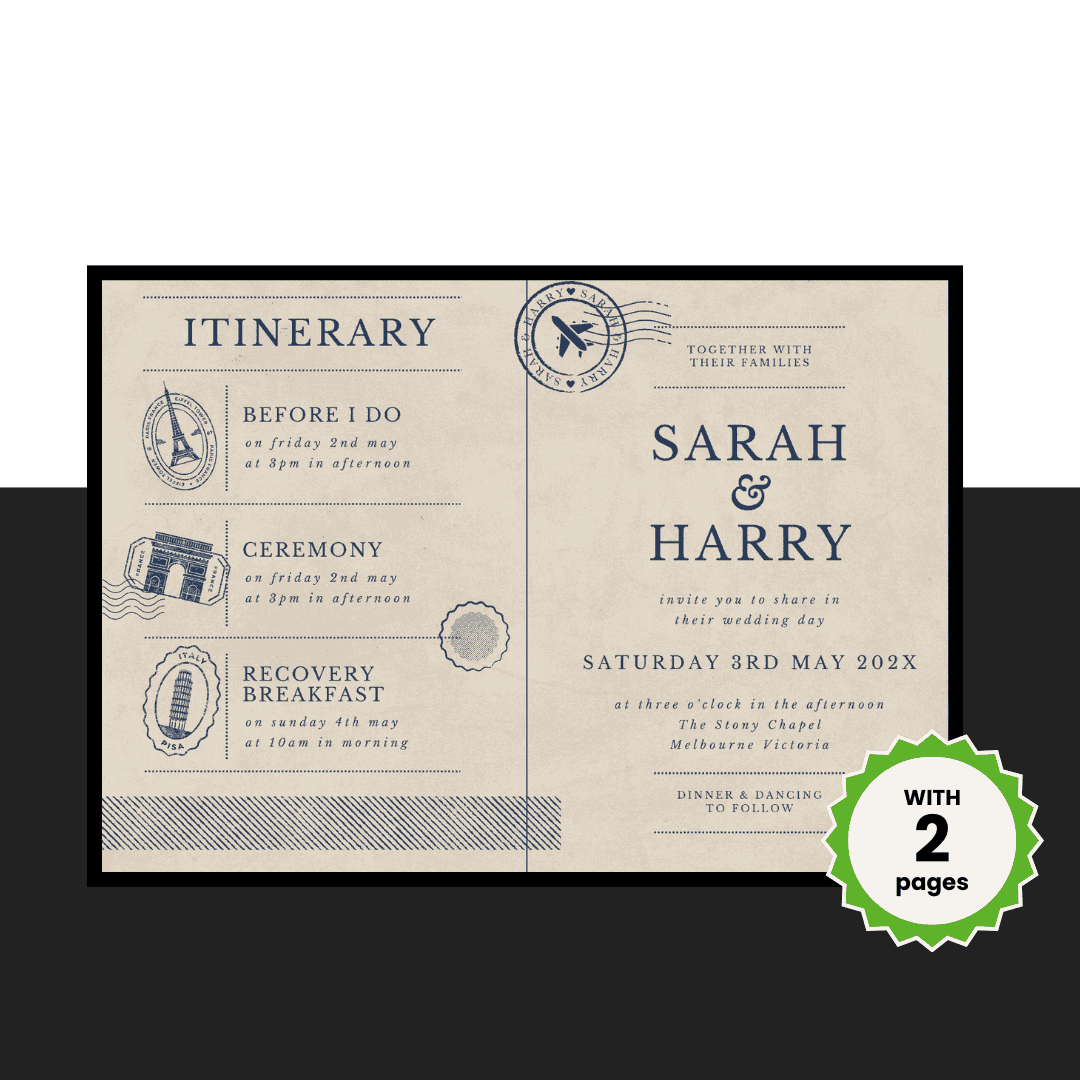 Passport Wedding Invitation Templates