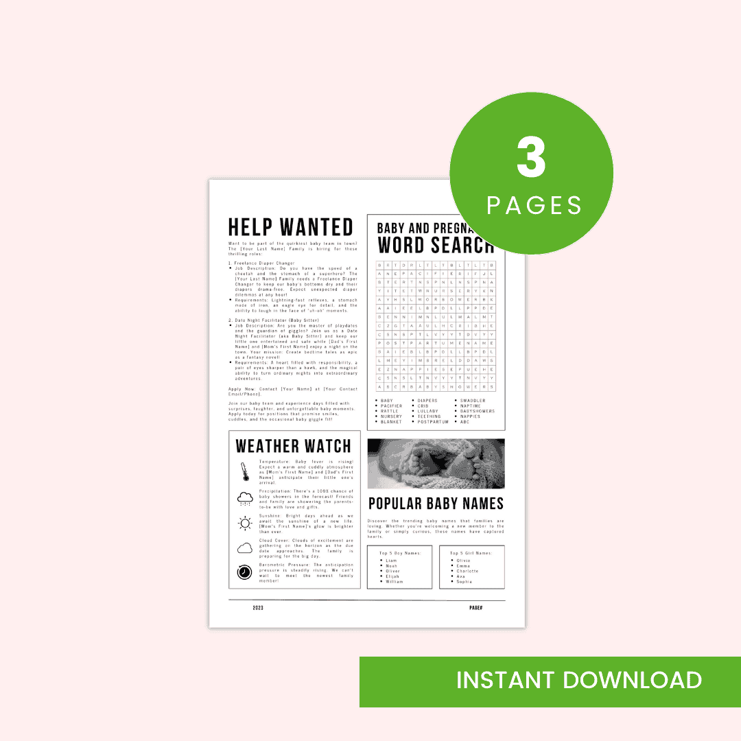 Pregnancy Announcement Newspaper Template Image