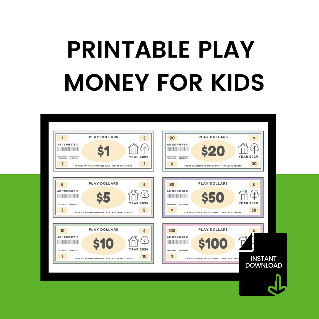 Printable Play Money Template For Kids