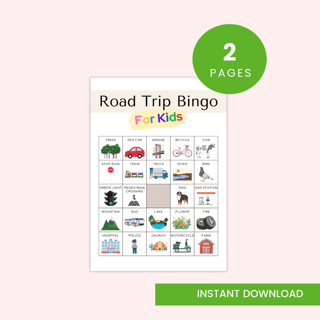 Road Trip Bingo For Kids Template