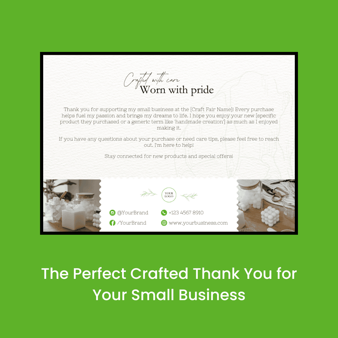 Small Business Craft Thank You Card Template