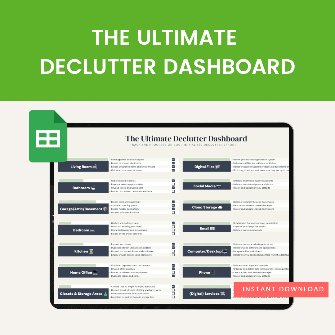 The Ultimate Declutter Dashboard Mockup