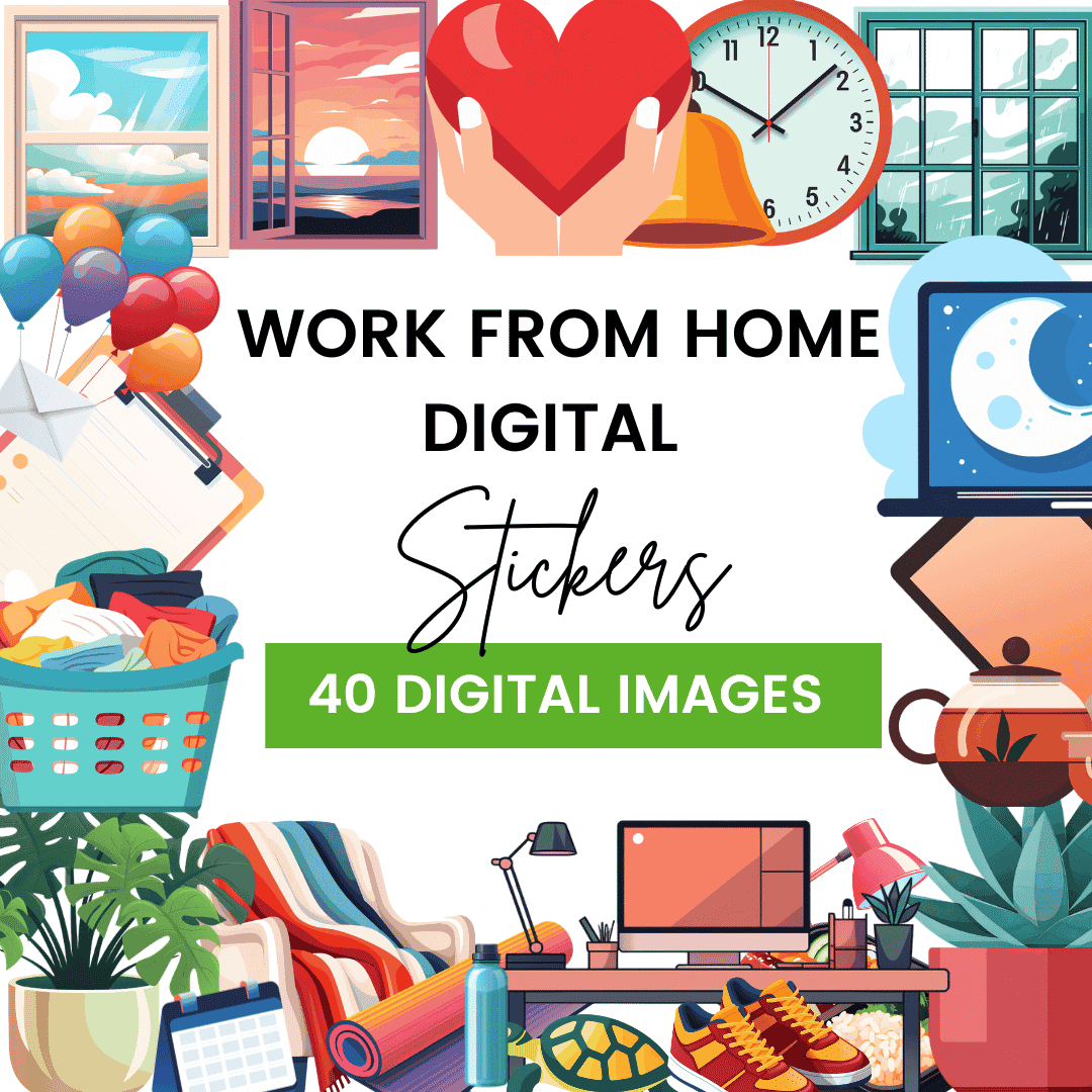 Work From Home Digital Stickers Mock up