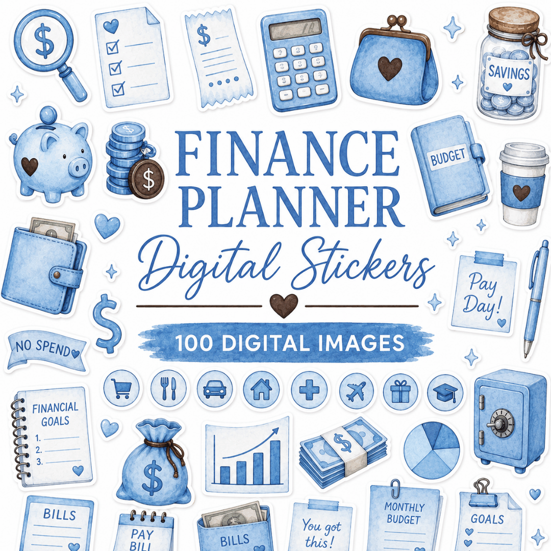 Finance Planner digital stickers for budgeting
