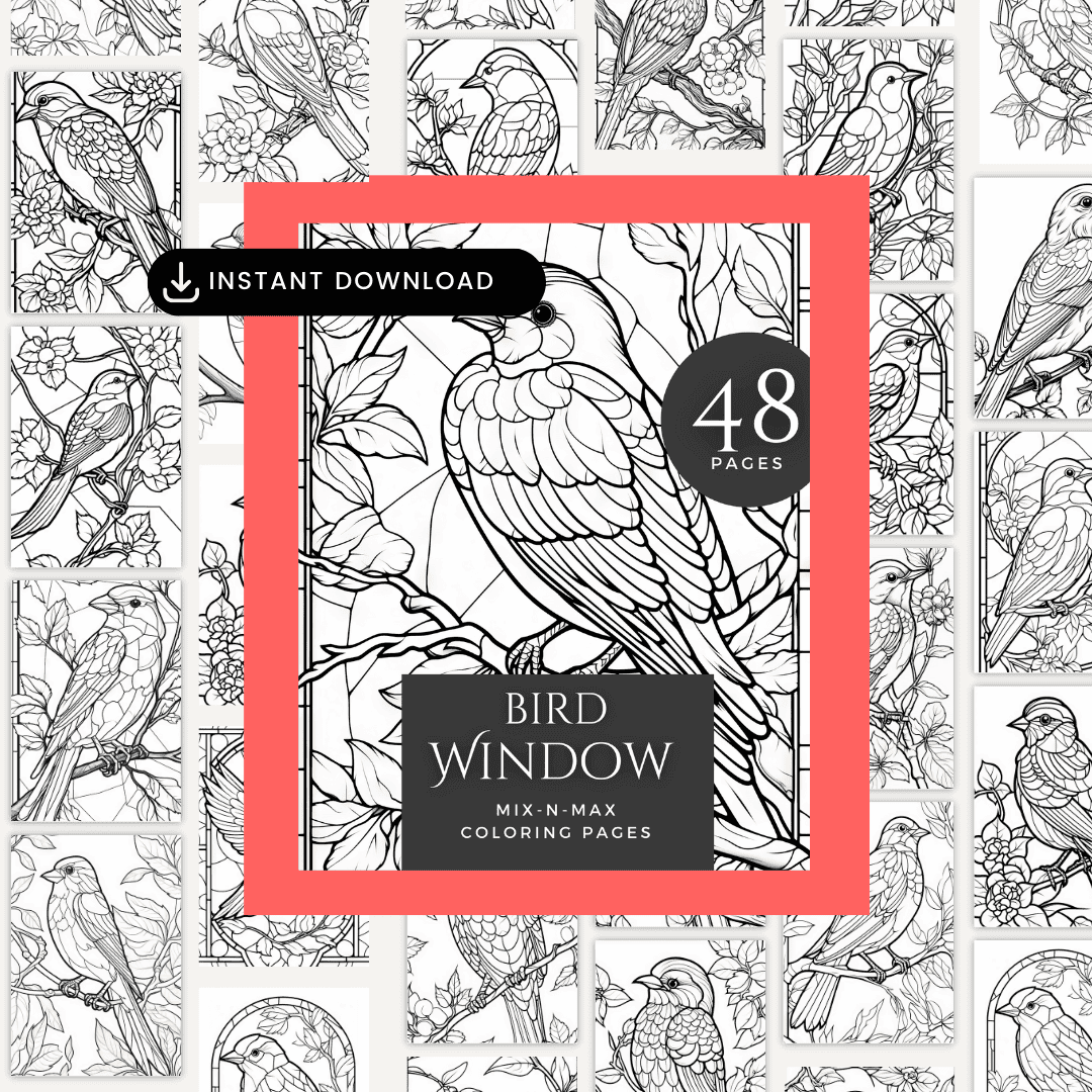 Birds In Stained Glass Window Coloring Book HobbyScool