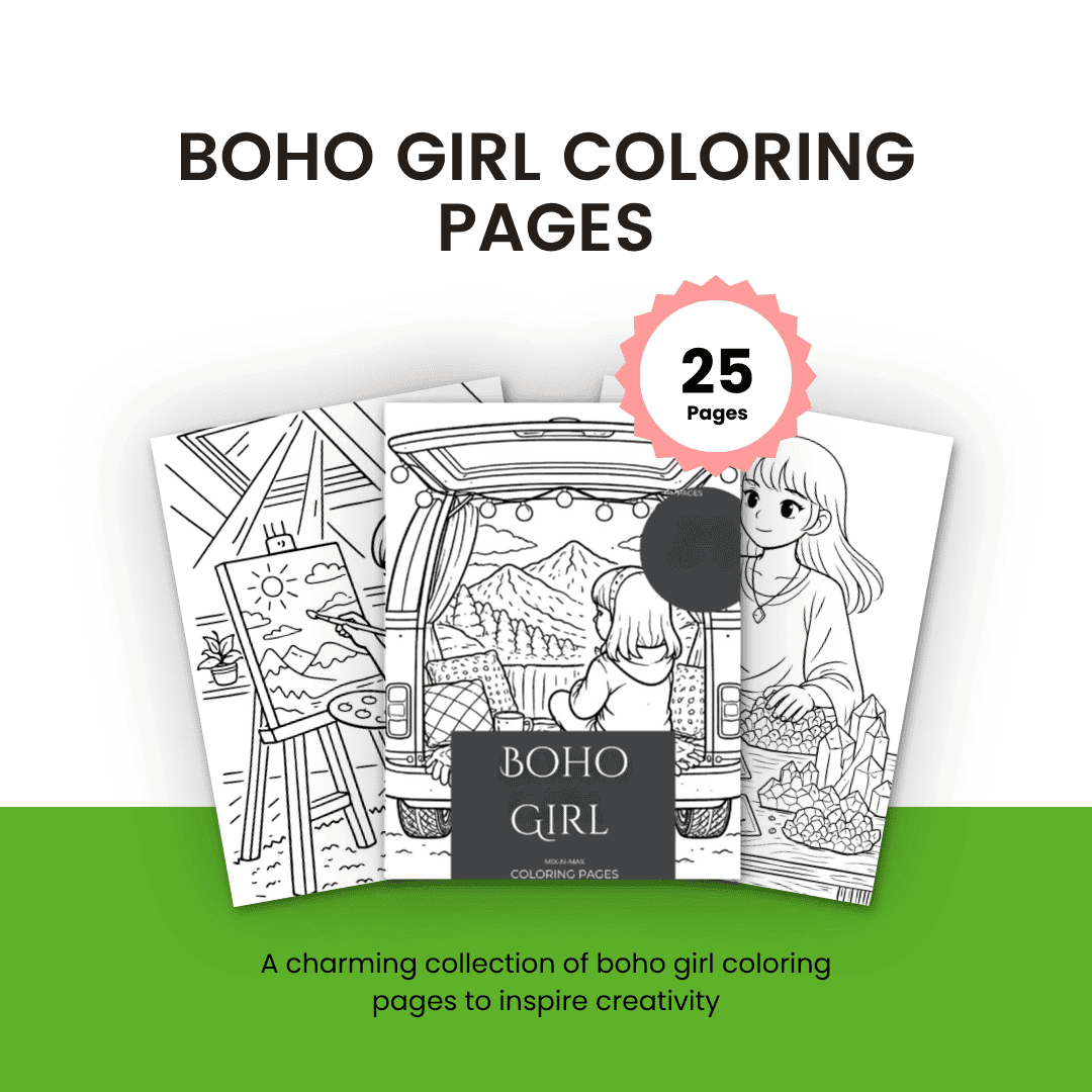 Boho Girl Coloring Pages Template