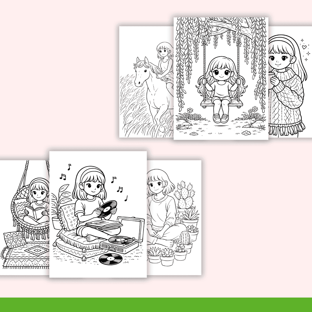 Boho Girl Coloring Pages Template 2