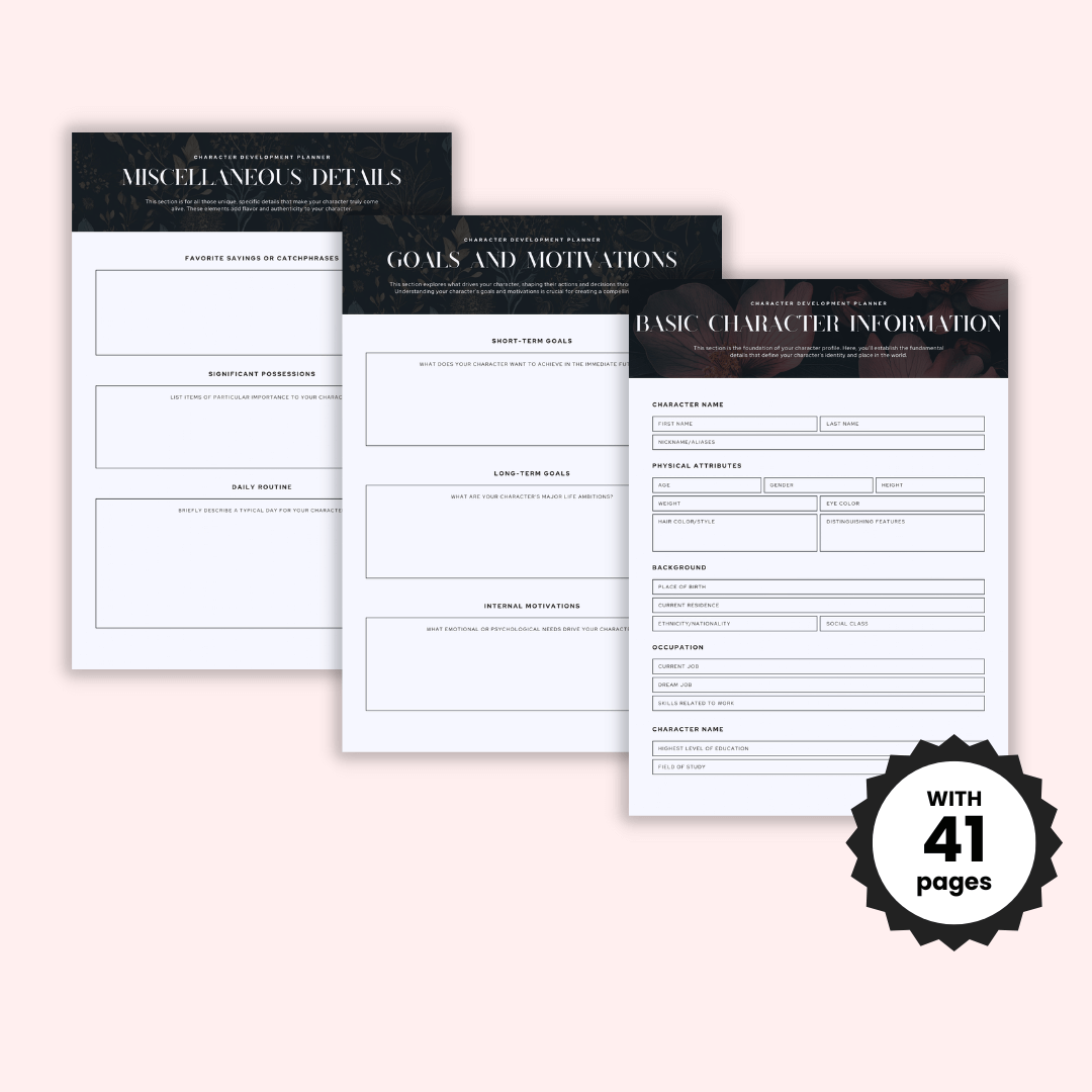 Character Development Planner Images