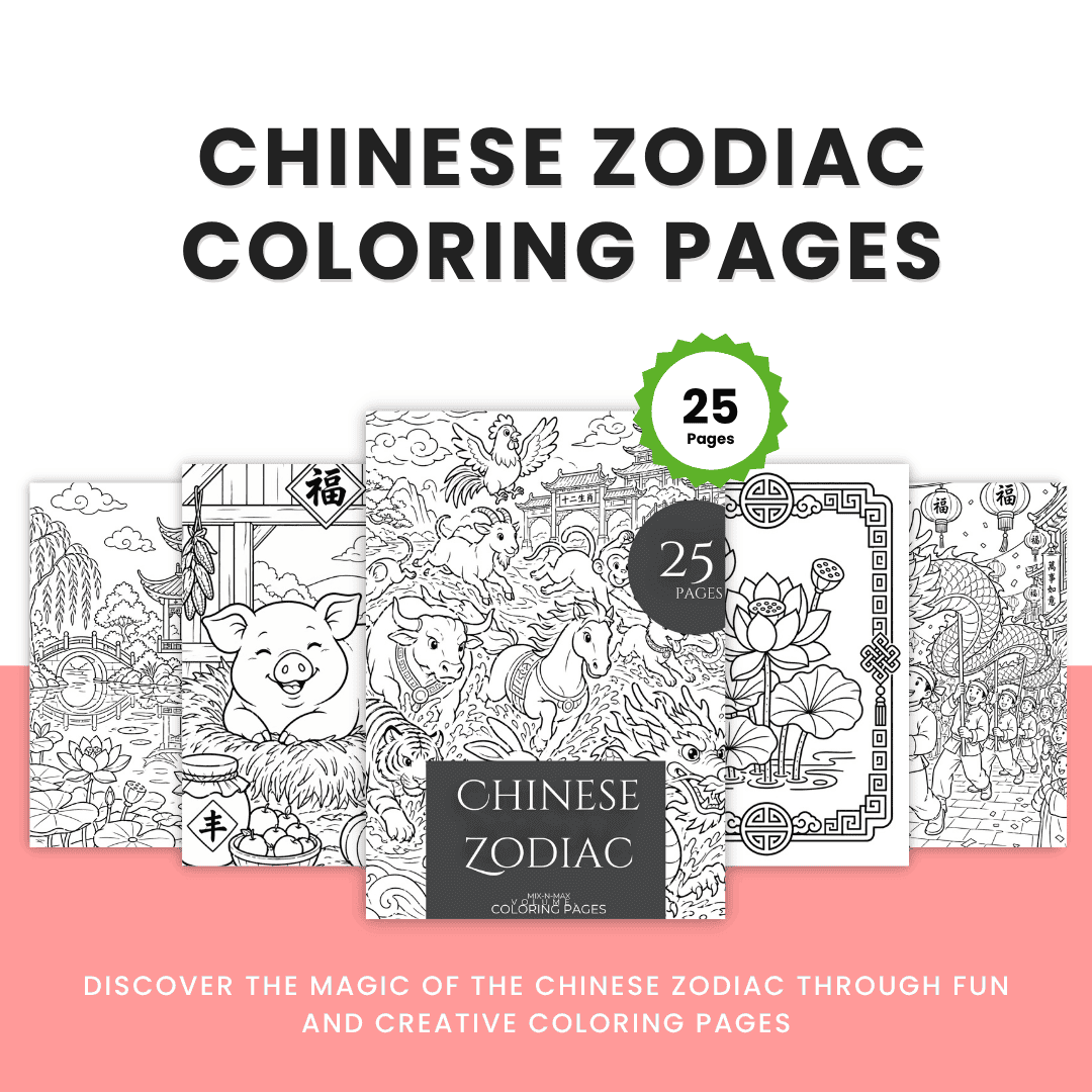 Chinese Zodiac Coloring Pages Template