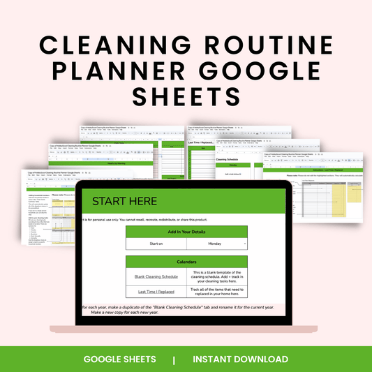 Cleaning Routine Planner Google Sheets Mockup