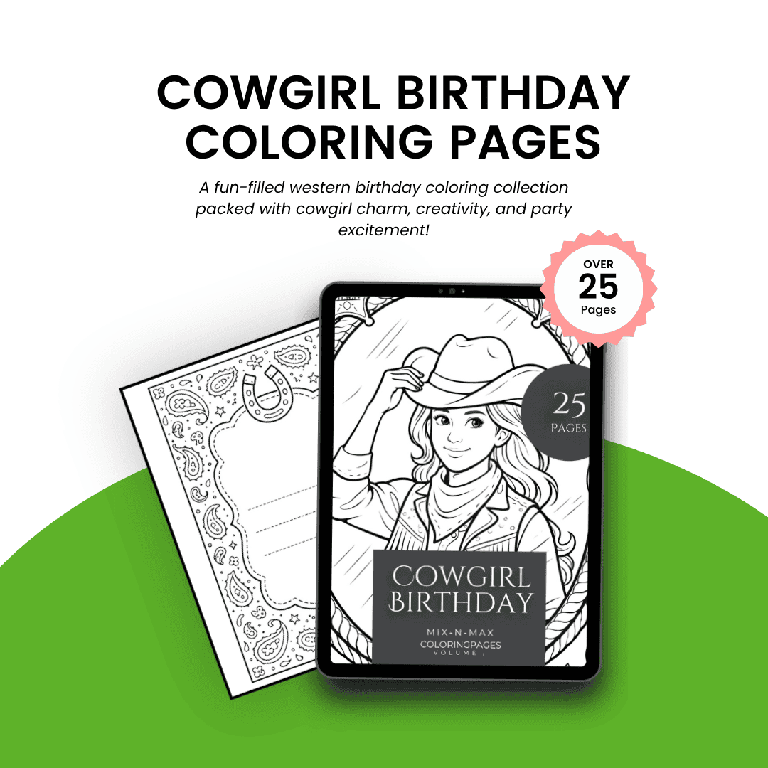 Cowgirl Birthday Coloring Pages Template