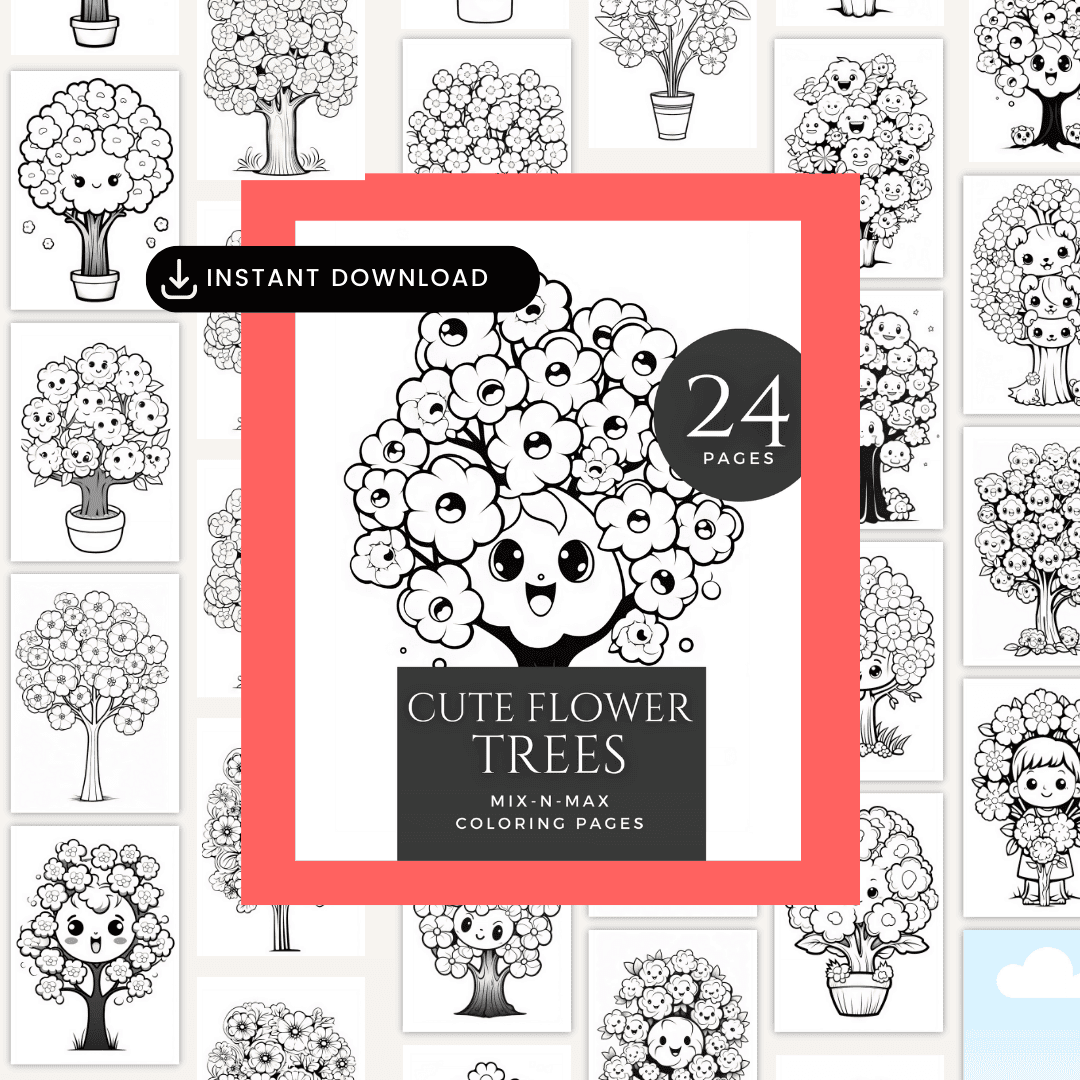 Cute Flower Trees Coloring Book HobbyScool