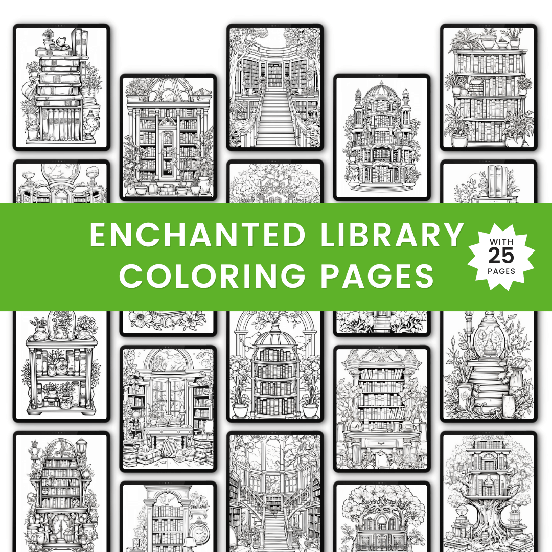Enchanted Library Coloring Pages