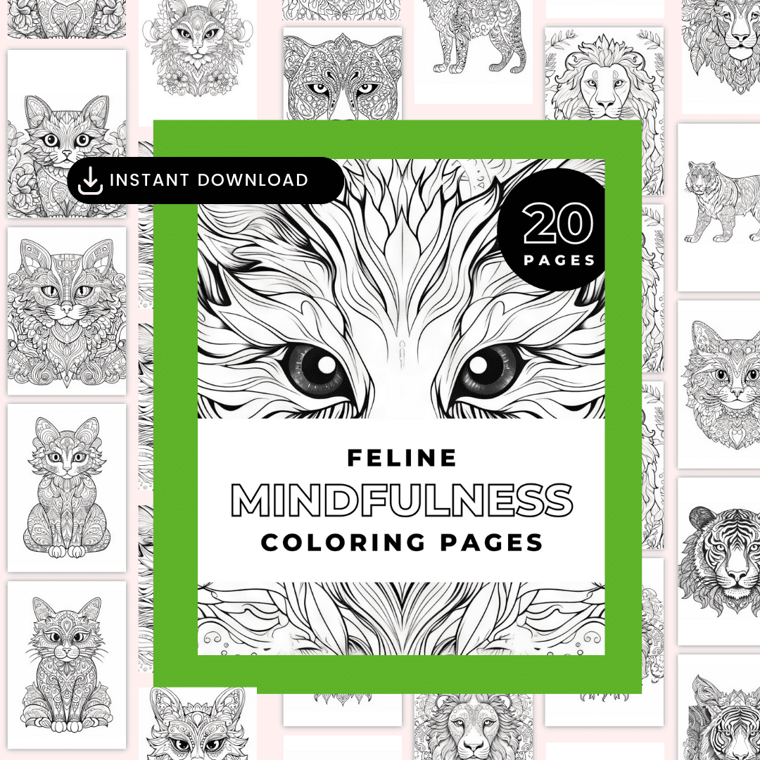 Curated visual reference: Feline Kneading And Mindfulness Training Reference: Feline Mindfulness Coloring Pages