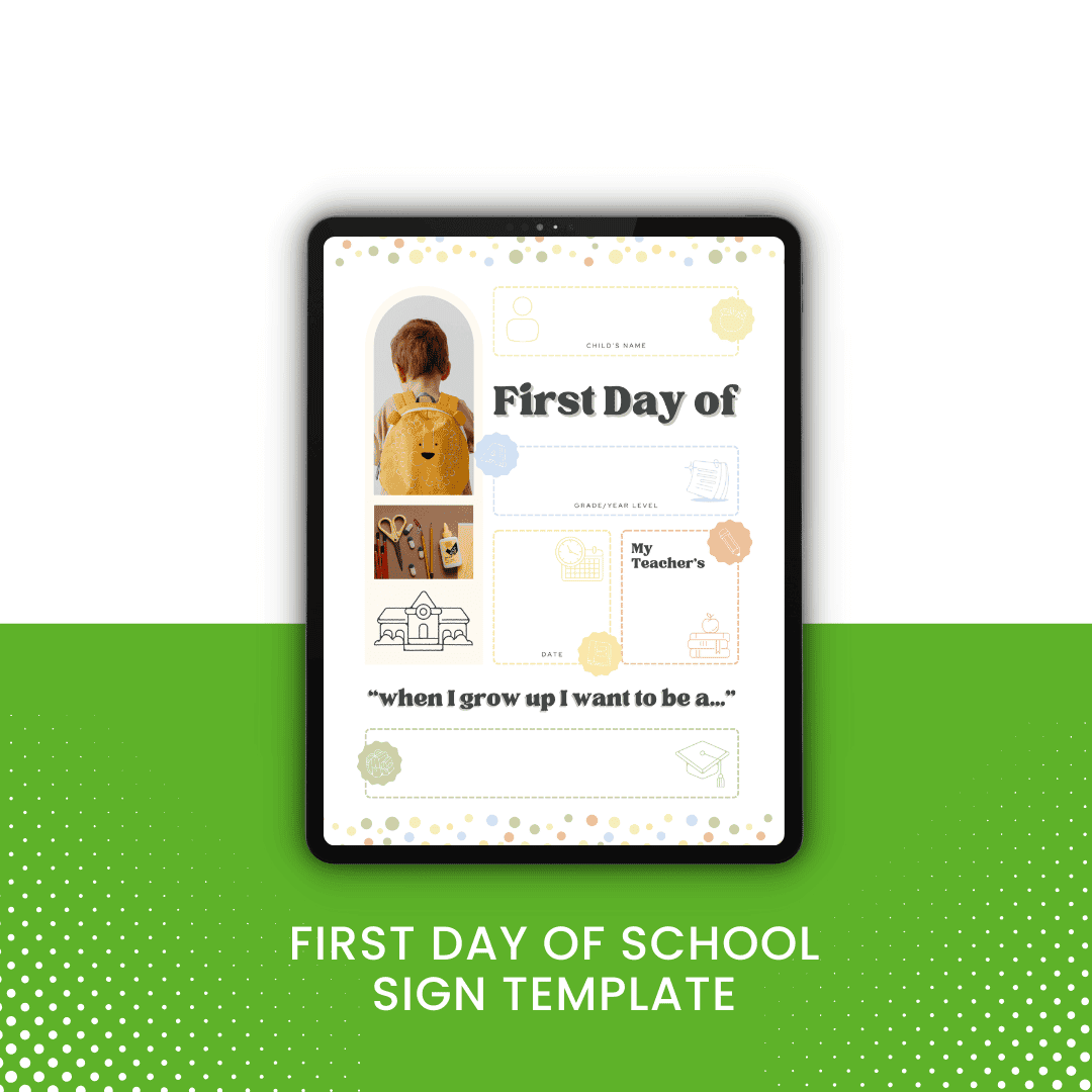First Day of School Sign Template Mockup