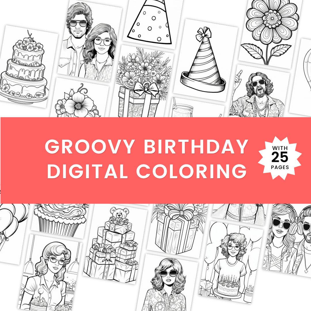 Groovy Birthday Digital Coloring