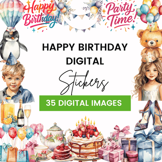 Happy Birthday Digital Sticker Mock up