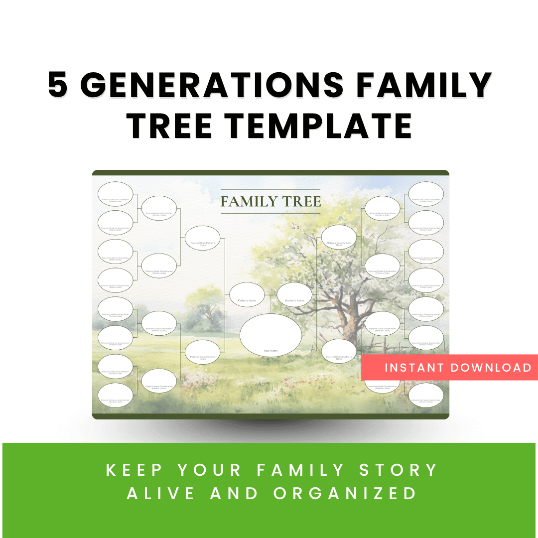 5 Generations Family Tree Template