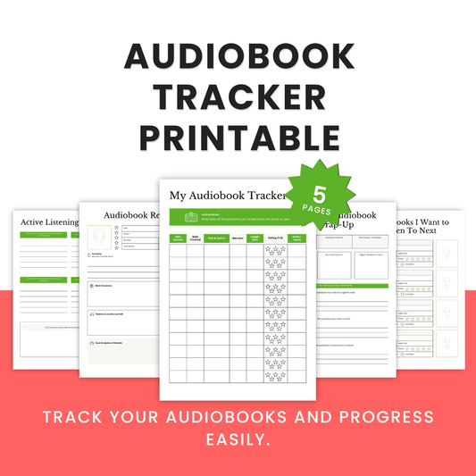 Audiobook Tracker Printable Mock up
