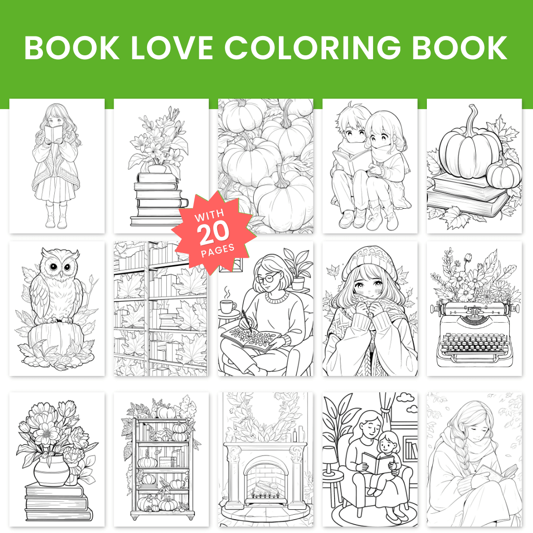 Book Love Coloring Book Mock Up 