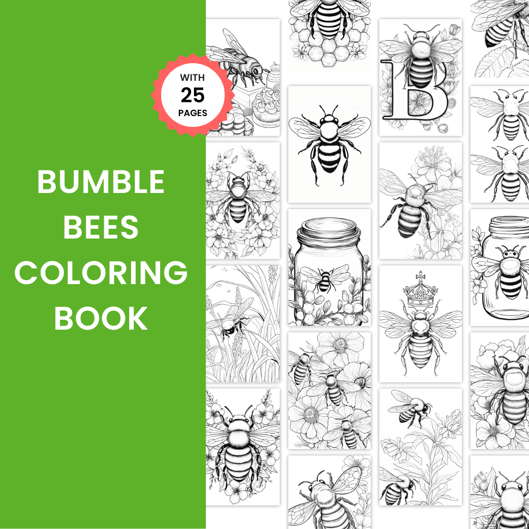 Bumble Bees Coloring Book Template 1