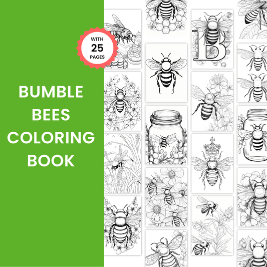 Bumble Bees Coloring Book Template 1