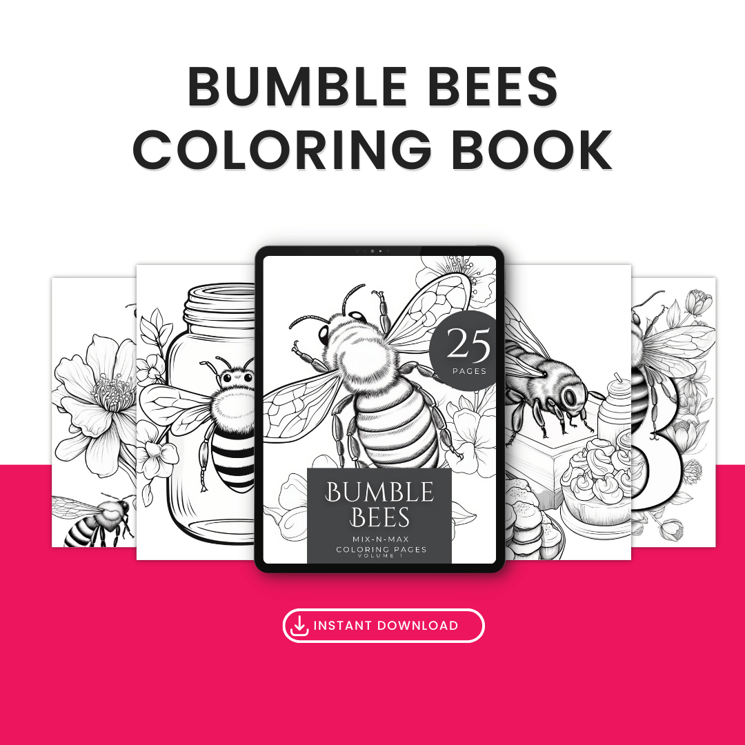 Bumble Bees Coloring Book Template 2